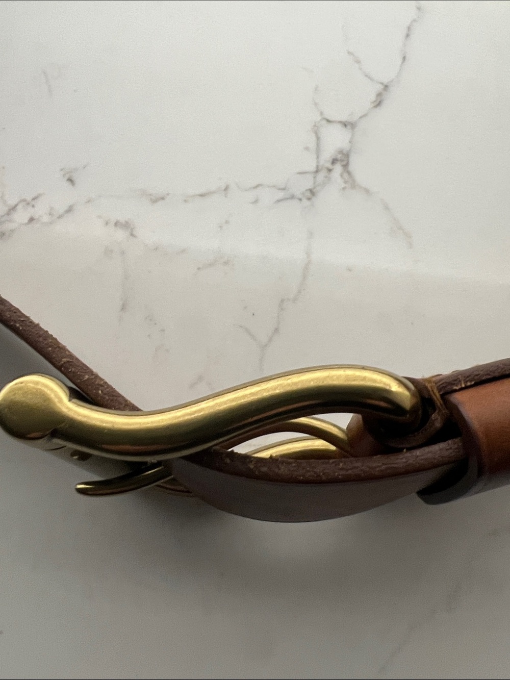 Vintage Ralph Lauren Chestnut Brown Leather Belt with Brass Buckle - Picture 3 of 6